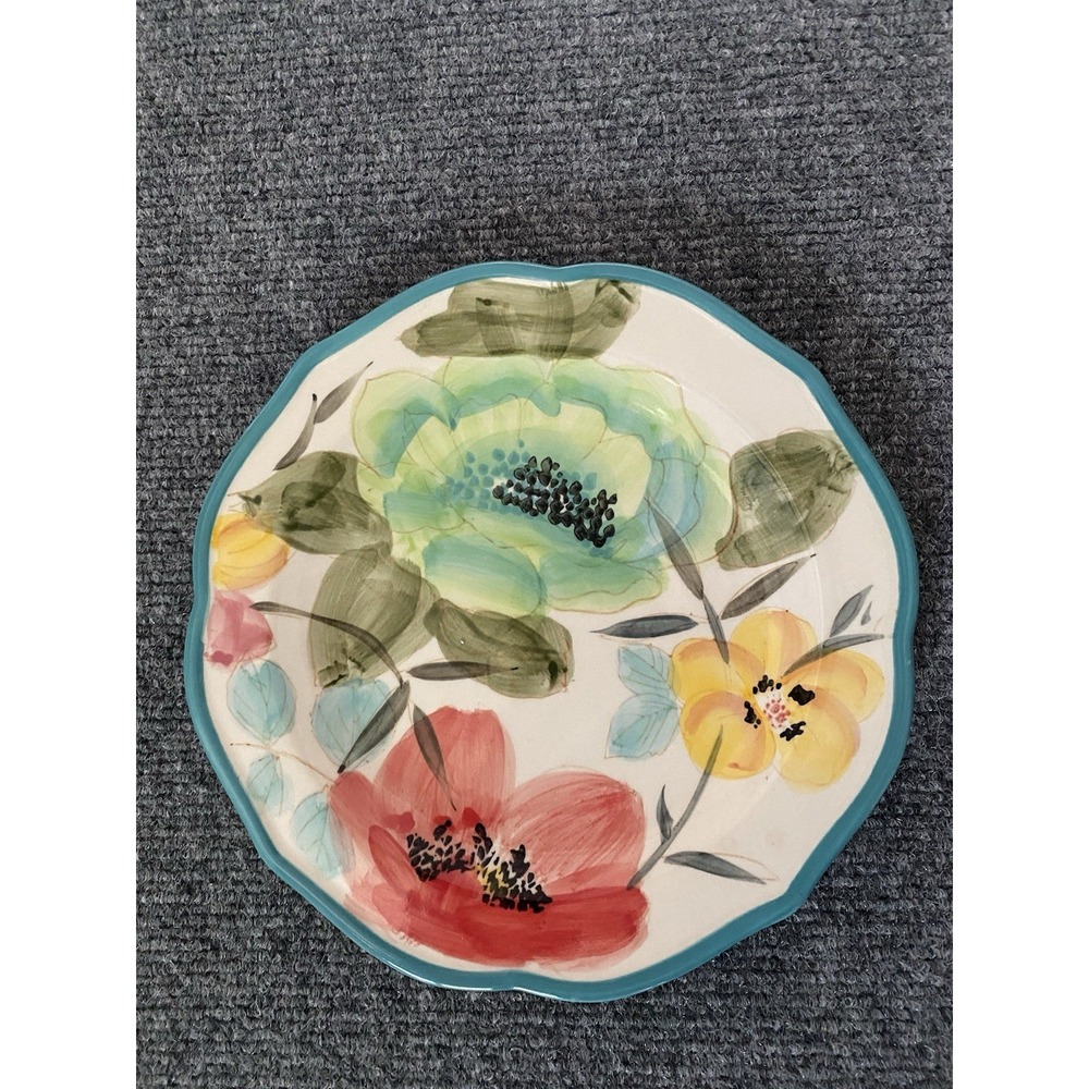 The Pioneer Woman "Turquoise Floral Vintage Bloom" Salad Plate 8.5"